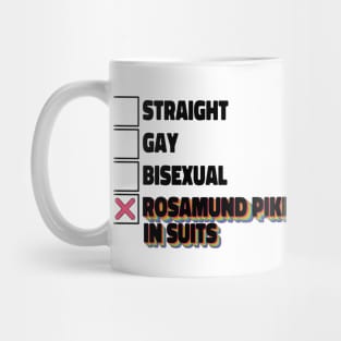 Straight Gay Bisexual Rosamund Pike In Suits Mug